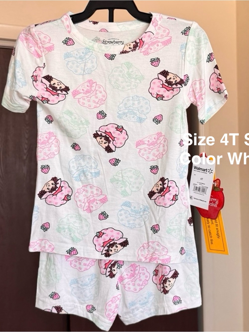 Strawberry Shortcake Toddler Tee and Shorts Viscose Pajama Set, 4T